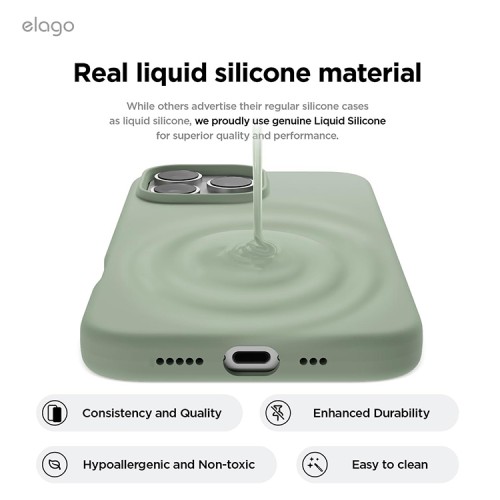 Elago для iPhone 16 Pro чехол Soft silicone (Liquid) Khaki Green