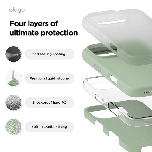 Elago для iPhone 16 Pro чехол Soft silicone (Liquid) Khaki Green