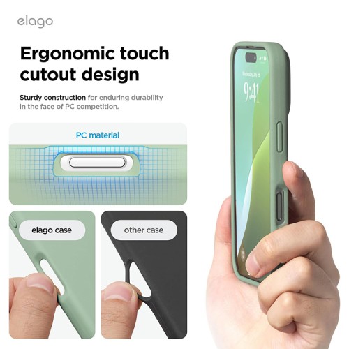 Elago для iPhone 16 Pro чехол Soft silicone (Liquid) Khaki Green