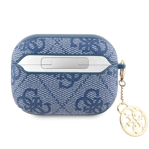 Guess для Airpods Pro 2 чехол PU leather 4G with Classic metal logo and Charm Blue