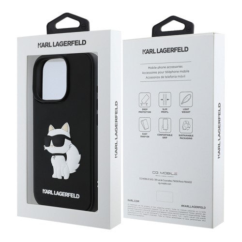 Karl Lagerfeld для iPhone 16 Pro чехол 3D Rubber NFT Choupette Hard Black