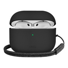 Uniq для Airpods 4 чехол Lyden Leatherette with handstrap Black