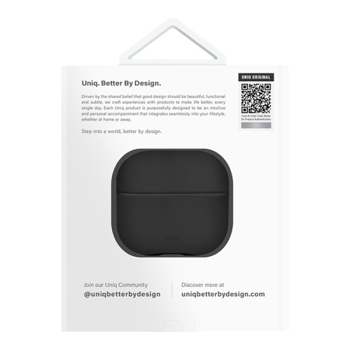 Uniq для Airpods 4 чехол Lyden Leatherette with handstrap Black