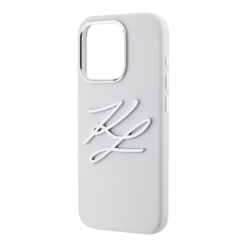Karl Lagerfeld для iPhone 15 Pro Max чехол Liquid Silicone Metal Logo Initials Hard White