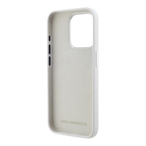 Karl Lagerfeld для iPhone 15 Pro Max чехол Liquid Silicone Metal Logo Initials Hard White