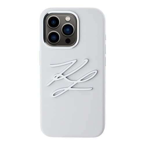 Karl Lagerfeld для iPhone 15 Pro Max чехол Liquid Silicone Metal Logo Initials Hard White