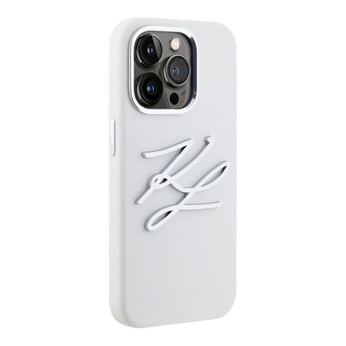 Karl Lagerfeld для iPhone 15 Pro Max чехол Liquid Silicone Metal Logo Initials Hard White