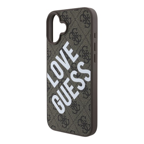 Guess для iPhone 16 чехол PU Love Guess logo Hard Brown (MagSafe)