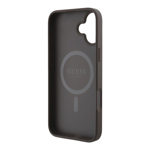 Guess для iPhone 16 чехол PU Love Guess logo Hard Brown (MagSafe)
