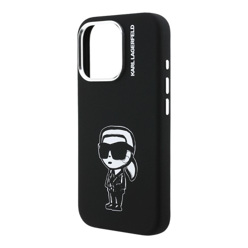 Karl Lagerfeld для iPhone 15 Pro Max чехол Liquid Silicone Sketch Karl Ikonik Black (MagSafe)
