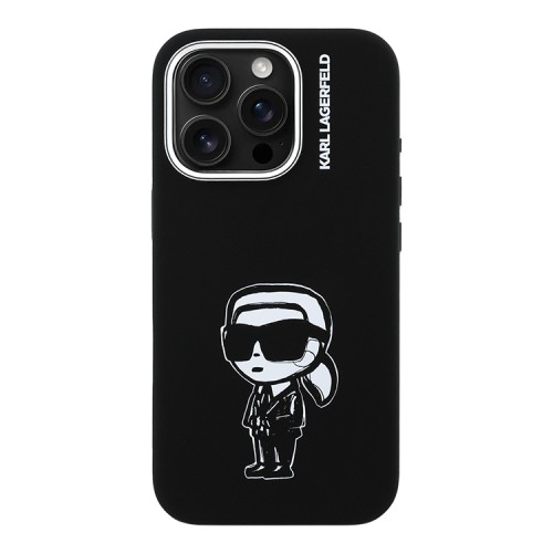 Karl Lagerfeld для iPhone 15 Pro Max чехол Liquid Silicone Sketch Karl Ikonik Black (MagSafe)