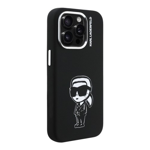 Karl Lagerfeld для iPhone 15 Pro Max чехол Liquid Silicone Sketch Karl Ikonik Black (MagSafe)