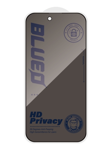 BlueO стекло для iPhone 17 Pro/17/16 Pro, Anti-Peep with Dustproof receiver Black