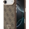 Guess для iPhone Air чехол PU 4G Triangle Diamond metal logo Gold camera Hard Brown (MagSafe)