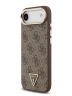 Guess для iPhone Air чехол PU 4G Triangle Diamond metal logo Gold camera Hard Brown (MagSafe)