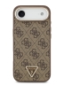 Guess для iPhone Air чехол PU 4G Triangle Diamond metal logo Gold camera Hard Brown (MagSafe)