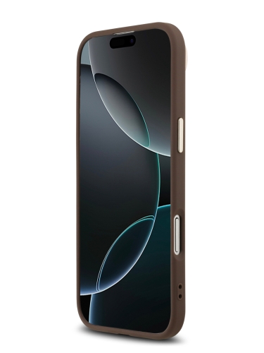 Guess для iPhone Air чехол PU 4G Triangle Diamond metal logo Gold camera Hard Brown (MagSafe)