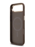 Guess для iPhone Air чехол PU 4G Triangle Diamond metal logo Gold camera Hard Brown (MagSafe)