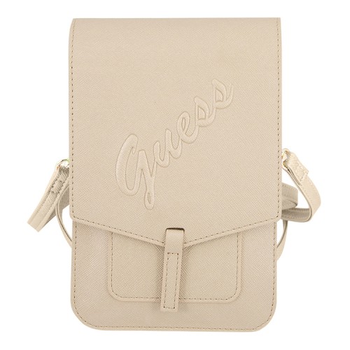 Сумка Guess Wallet Bag Saffiano Script logo для смартфонов, золотая