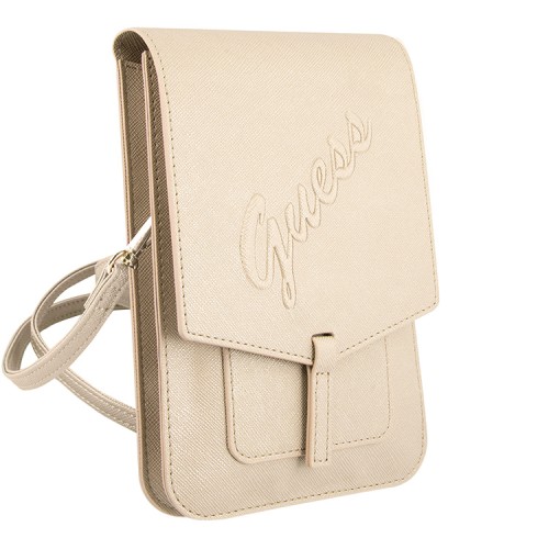 Сумка Guess Wallet Bag Saffiano Script logo для смартфонов, золотая