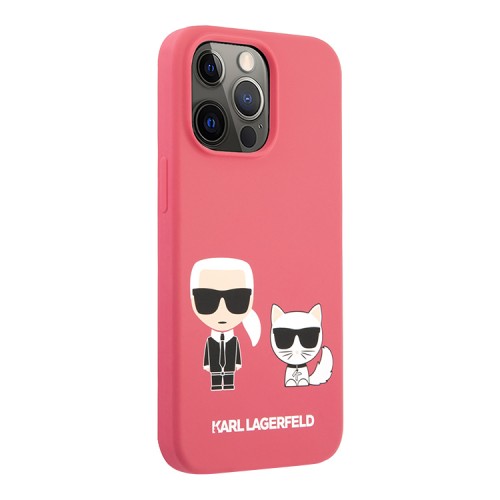 Karl Lagerfeld чехол Liquid silicone Karl & Choupette Hard для iPhone 13 Pro Max, фуксия