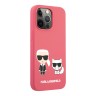 Karl Lagerfeld чехол Liquid silicone Karl & Choupette Hard для iPhone 13 Pro Max, фуксия