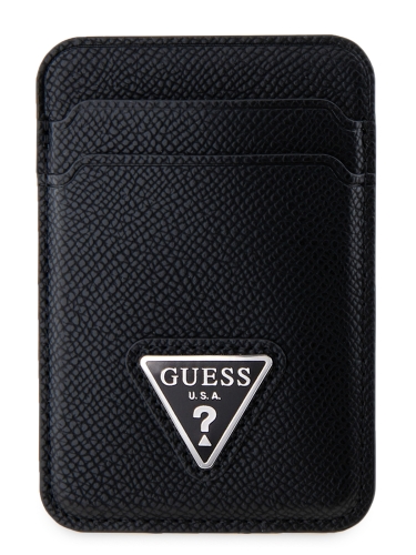 Guess картхолдер Wallet Cardslot MagSafe PU Grained leather Triangle Metal logo Black