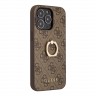 Чехол Guess PU 4G + Ring Hard для iPhone 13 Pro Max, коричневый