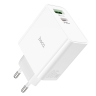 HOCO сетевое зарядное устройство C113A Awesome GaN charger Type-C PD65W + USB-A QC3.0 White