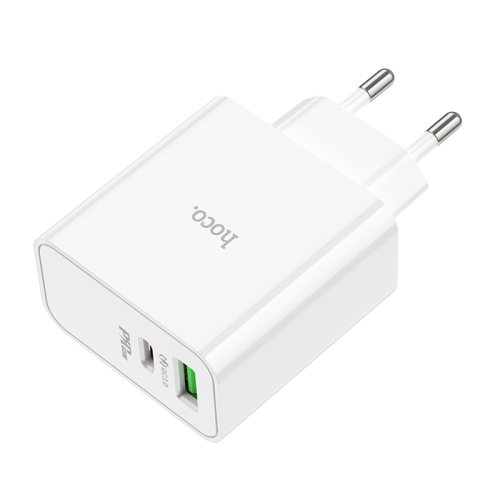 HOCO сетевое зарядное устройство C113A Awesome GaN charger Type-C PD65W + USB-A QC3.0 White