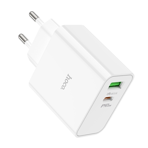 HOCO сетевое зарядное устройство C113A Awesome GaN charger Type-C PD65W + USB-A QC3.0 White