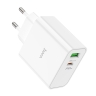 HOCO сетевое зарядное устройство C113A Awesome GaN charger Type-C PD65W + USB-A QC3.0 White