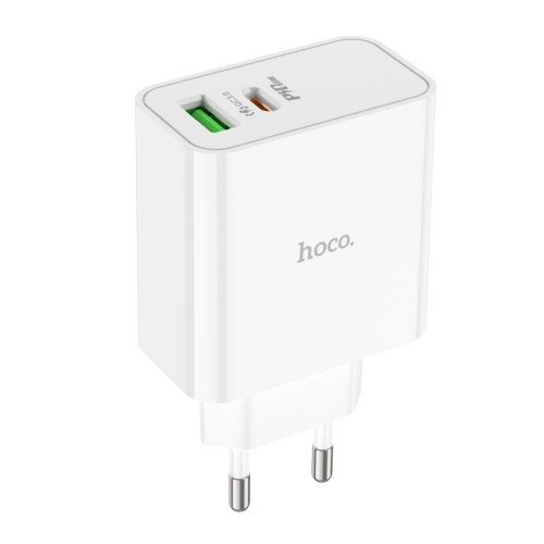 HOCO сетевое зарядное устройство C113A Awesome GaN charger Type-C PD65W + USB-A QC3.0 White