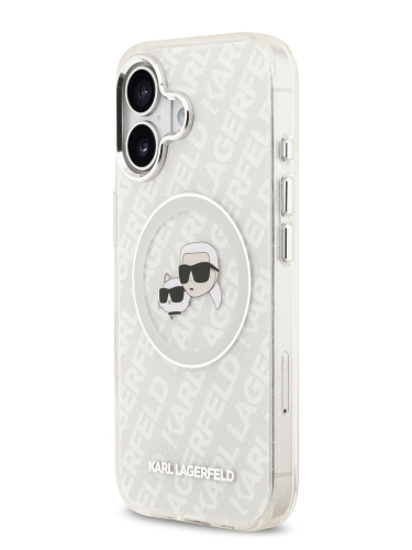 Karl Lagerfeld для iPhone 17 чехол IML NFT Karl&Choup Head on logo Metal Cam Hard Grey (MagSafe)