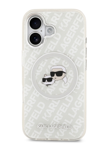 Karl Lagerfeld для iPhone 17 чехол IML NFT Karl&Choup Head on logo Metal Cam Hard Grey (MagSafe)
