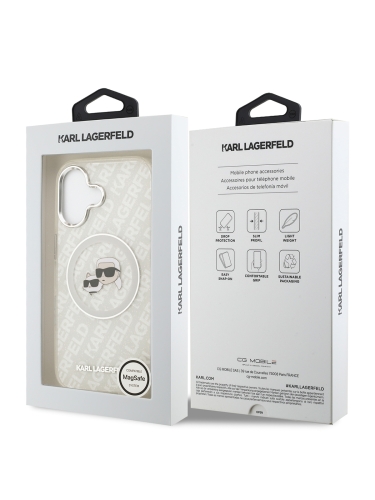 Karl Lagerfeld для iPhone 17 чехол IML NFT Karl&Choup Head on logo Metal Cam Hard Grey (MagSafe)