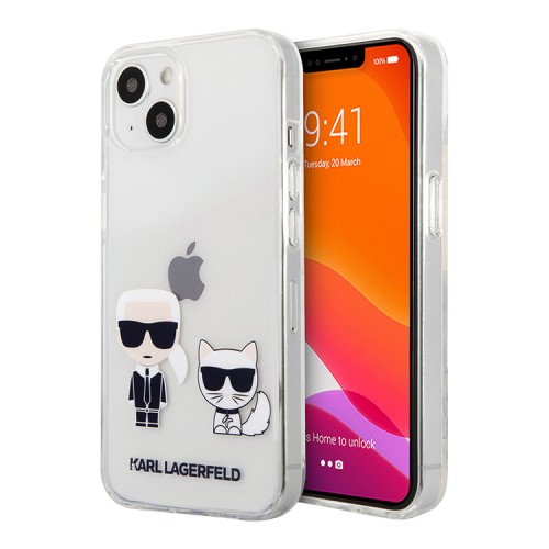 Чехол Lagerfeld Karl & Choupette Hard для iPhone 13, прозрачный