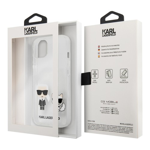 Чехол Lagerfeld Karl & Choupette Hard для iPhone 13, прозрачный