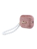 Guess для Airpods Pro 3 чехол Glitter flakes Metal logo with Pearl hand strap Pink