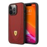 Кожаный чехол Ferrari Curved with metal logo Hard для iPhone 13 Pro Max, красный