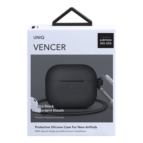 Чехол Uniq Vencer Silicone case +carabin and strap для AirPods 3 (2021), серый