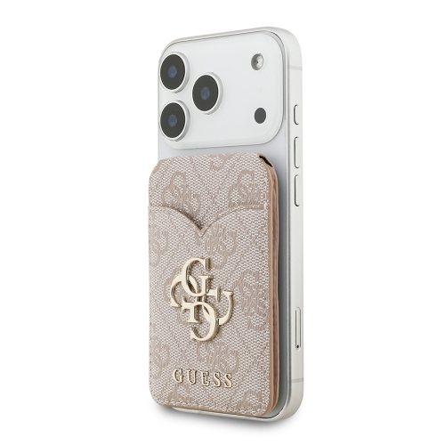 Guess картхолдер бумажник-стенд Wallet MagSafe Cardslot Stand with Mirror PU 4G Big metal logo Pink