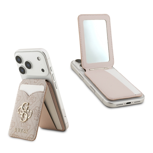 Guess картхолдер бумажник-стенд Wallet MagSafe Cardslot Stand with Mirror PU 4G Big metal logo Pink