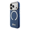 Guess для iPhone 17 Pro чехол IML Script Metal logo and Camera Hard Blue (MagSafe)