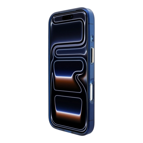 Guess для iPhone 17 Pro чехол IML Script Metal logo and Camera Hard Blue (MagSafe)