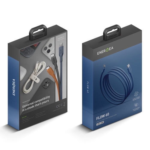 Energea Кабель FLOW 60 USB-C to USB-C PD60W 3A 480Mbps Nanoweave Blue 1.5m