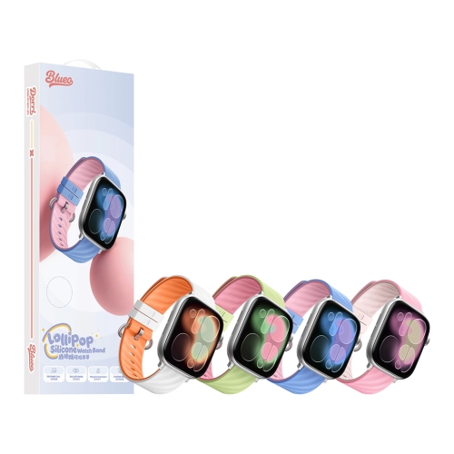BlueO для Apple Watch 44/45/46/49 mm ремешок Lollipop Silicone Watch Band Pink White