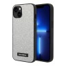 Чехол Lagerfeld Solid glitter Plaque logo Hard для iPhone 14, серебристый