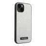 Чехол Lagerfeld Solid glitter Plaque logo Hard для iPhone 14, серебристый
