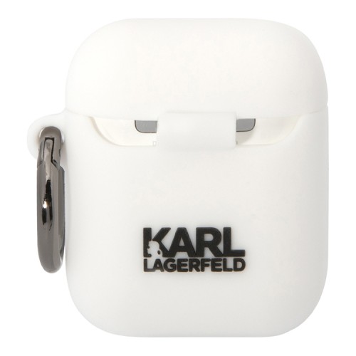 Чехол Lagerfeld Silicone case with ring Karl & Choupette для Airpods 1/2, белый